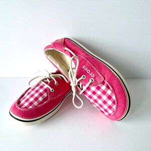 Crocs, Hover Boat Pink Gingham Check, Lace Ups, Size 9, Excellent